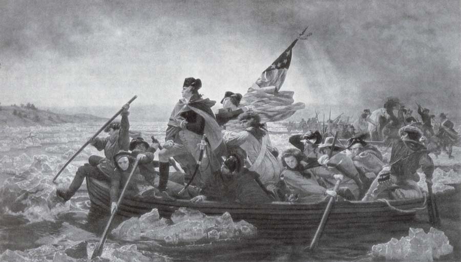 Washington uberquert den Delaware vor seinem Sieg bei Trenton
